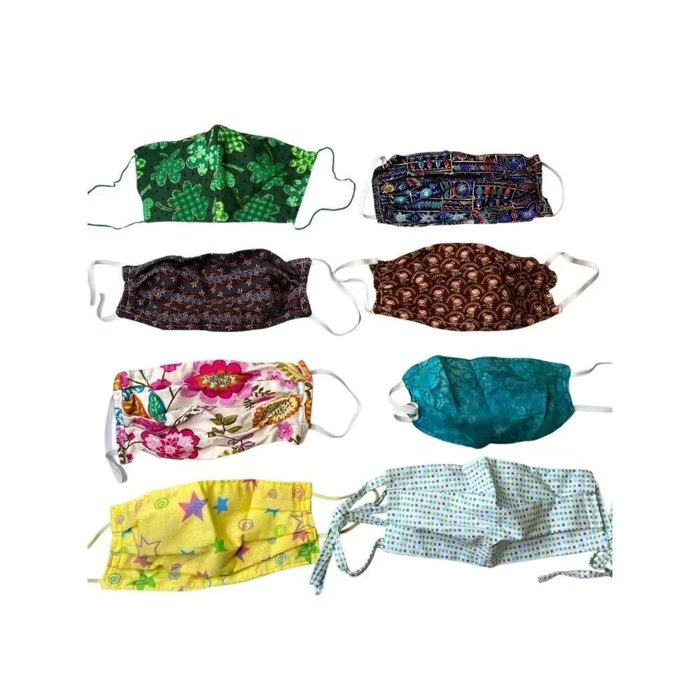 Handmade Cotton Fabric Face Masks Mixed Print Reusable Washable Lot 8 Workwear